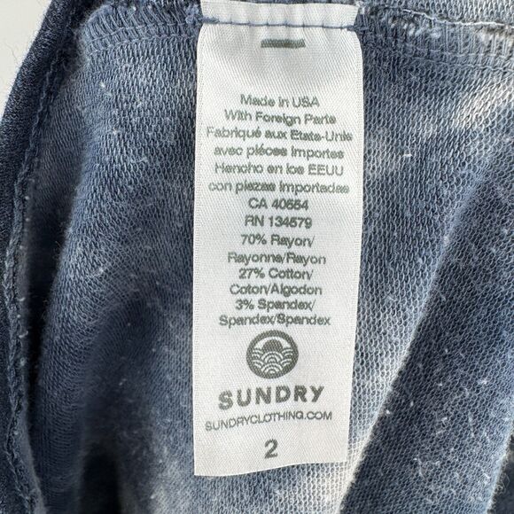 SUNDRY Blue Gray Tie Dye Racerback Drawstring Mini Tank Dress Size 2 - Picture 8 of 8